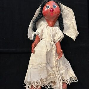 Mexican folk art wedding dolls, 11" tall